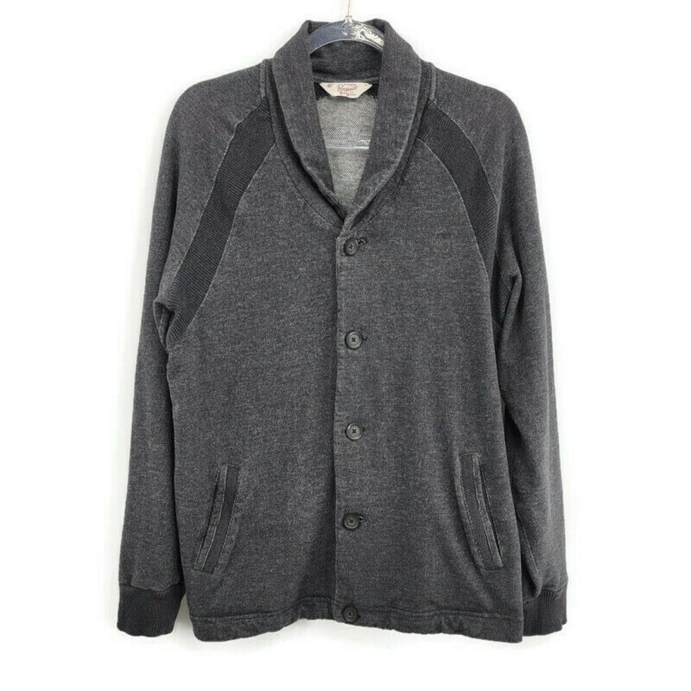Original Penguin Sweater Mens XL Gray Cardigan Jacket Thick Preppy Dad Academia